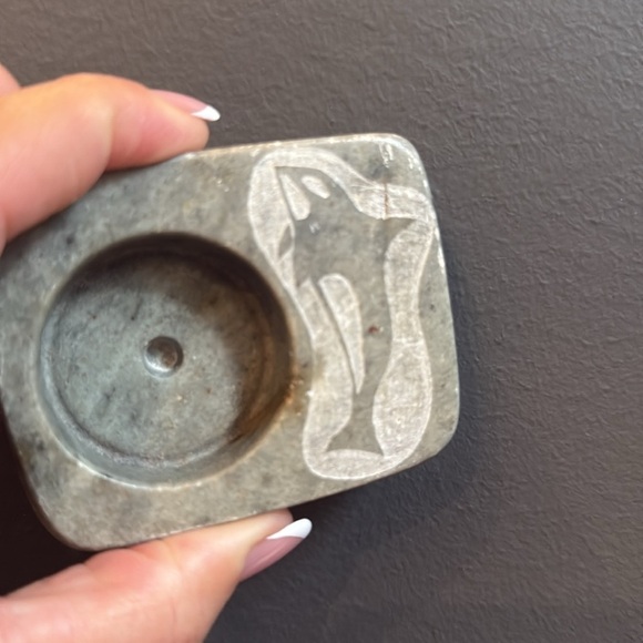 Inuit Soapstone Tea Light Holder/Canadian Handmade/Home Decor/Rustic/Inukshuk - Picture 6 of 9